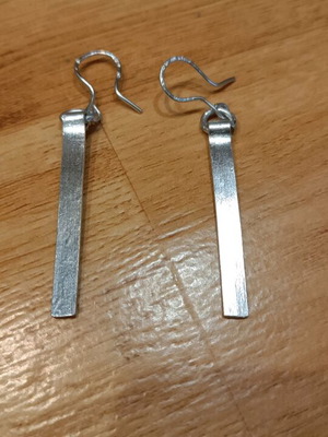 Silver bar earrings new, aluminum, minimal design
