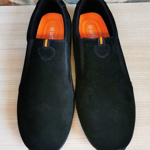 Urtesico men's leather shoes, genuine cowhide, size 45, black