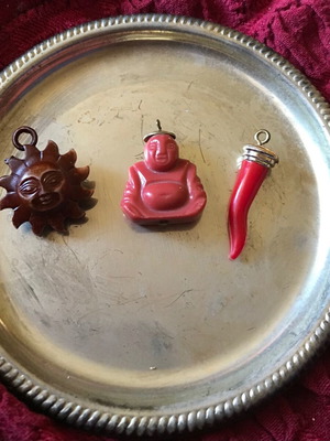 3 small bakelite charm amulets new