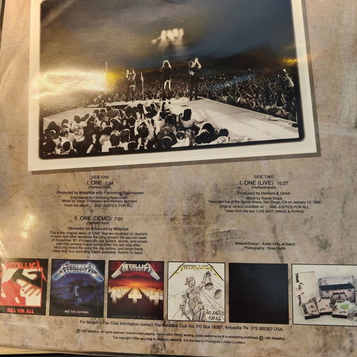 Metallica One 1994 Limited Edition Picture Disc Vinyl 12" like new
