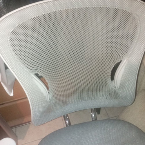 Office chair with height and recline adjustment, fabric needs repair, set of 2