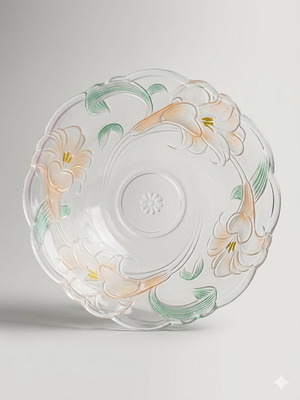 Plastic plates set with flowers new, 2 pieces