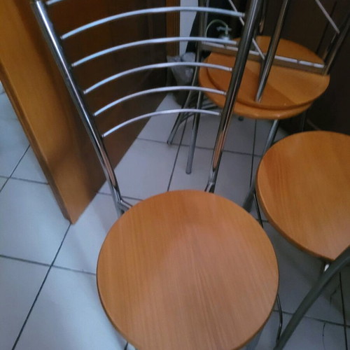 Kitchen chairs used, pack of 5, wood and iron