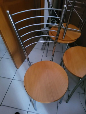 Καρέκλες κουζίνας μεταχειρισμένες, πακέτο 5, ξύλο και σίδερο