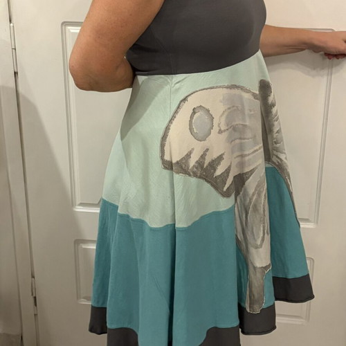 Strapless dress used, size L, gray and green by Heel