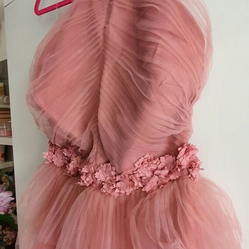 Long dress new, pink powder color, backless, size S