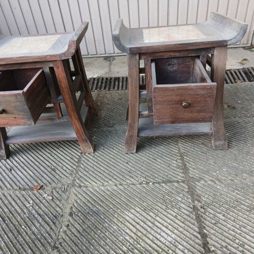 Chinese tables used with marble top and drawers