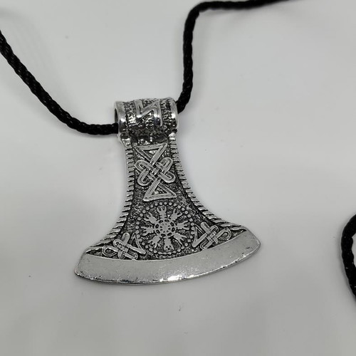 Viking Axe Pendant with Scandinavian Symbols like new