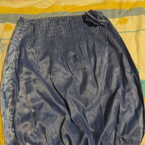 Strapless satin top like new, size L, blue