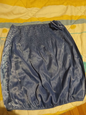 Strapless satin top like new, size L, blue