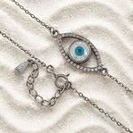 Handmade Gianniotiko evil eye bracelet silver 925 with mother-of-pearl and zircon new