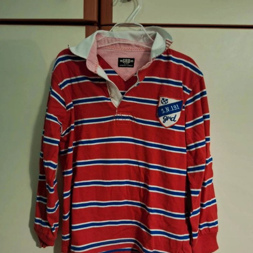 GRD long-sleeve striped red and blue shirt for boy 8 years like new