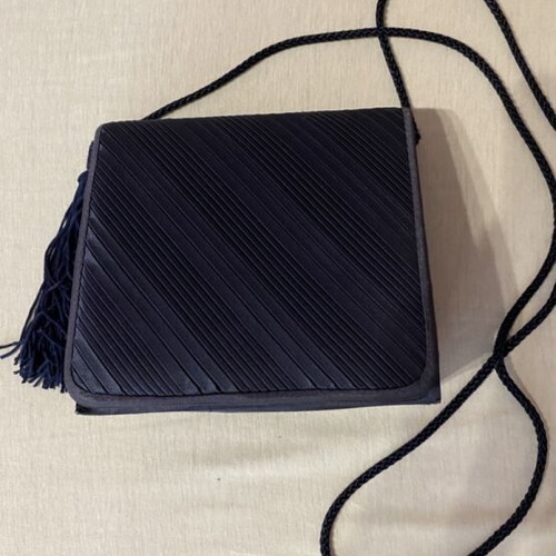 Satin Evening Clutch Bag with Tassel dark blue, like new