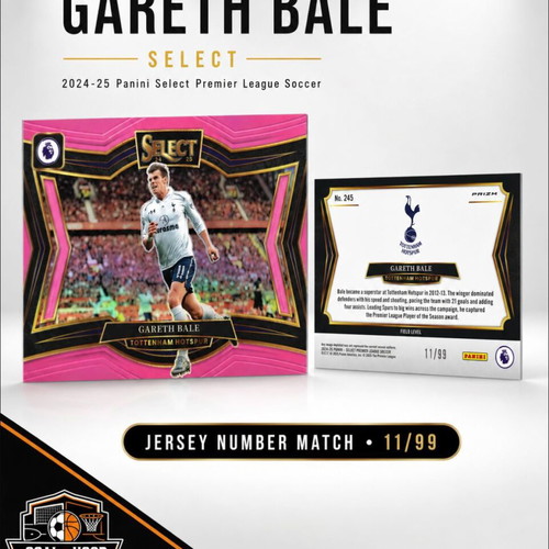 Gareth Bale 11/99 Select Panini Jersey Number Card