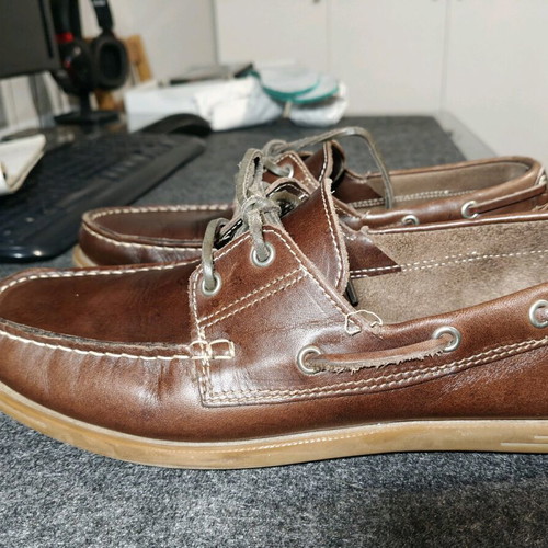 Men's leather boat shoes used, brown, size 41