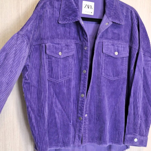 Zara purple corduroy overshirt new, with pockets, size XS-S/M