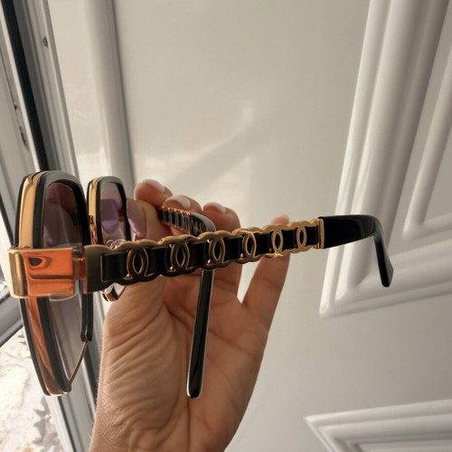 Chanel women's sunglasses black and gold, new model