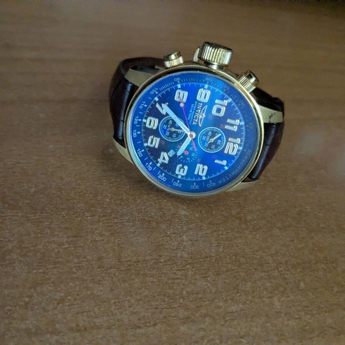 Invicta I-Force 3329 men's watch 46mm used, blue dial, brown strap