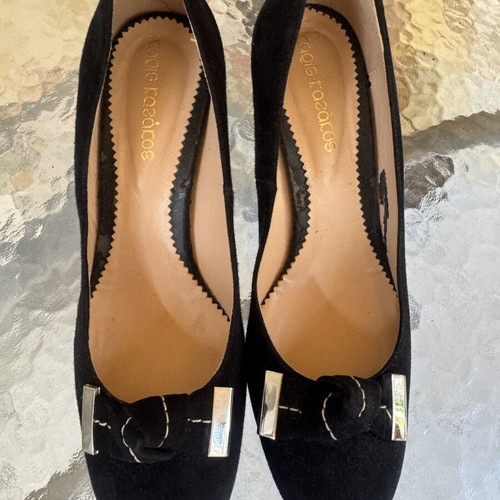 Kitten Heel Shoes Haris Kazakos New Black Suede Leather