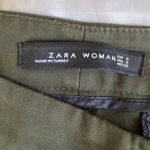 Zara fabric pants olive used, small, low waist, straight