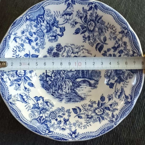 Vintage Ironstone Tableware Set of 3 Platters with Blue Decoration like new