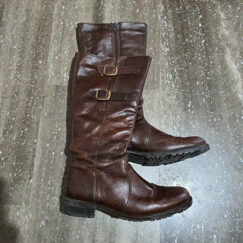 Leather boots brown used, size 39, made in Germany