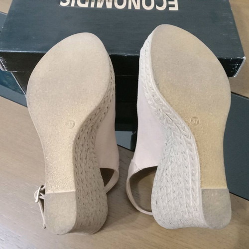 Beige summer platform sandals size 37 suede, 10cm heel, like new