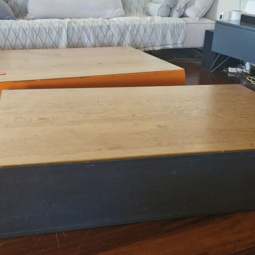 Coffee tables used, black and orange, solid sheet metal, 1.40x0.79x0.31m