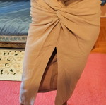 Zara midi skirt new, beige, cotton with slit and knot