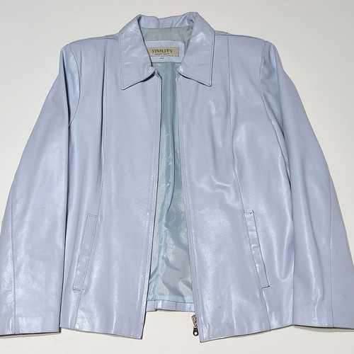 Leather jacket blue used, size 48