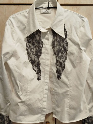 Tuzzi women's white shirt with grey lace small-medium, like new