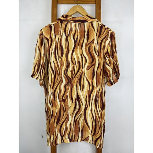 Vintage abstract animal print shirt L made in Italy viscose linen blend used