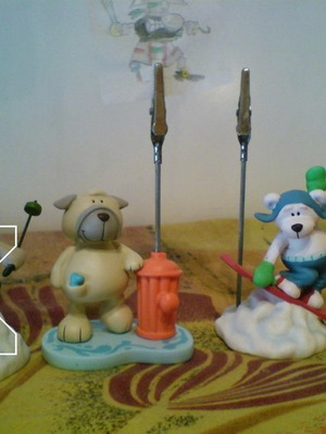 Nici note photo clips with dog and bears, set of 3, new