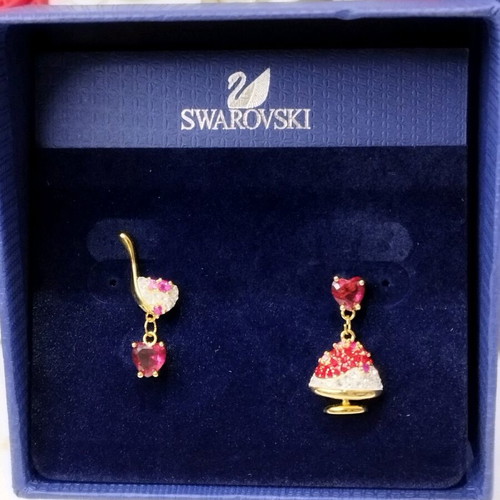 Swarovski Ice Cream No Regrets Earrings New, Gold with Crystals