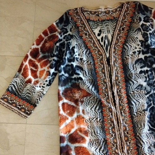 Caftan dress medium like new with unique pattern and color combinations