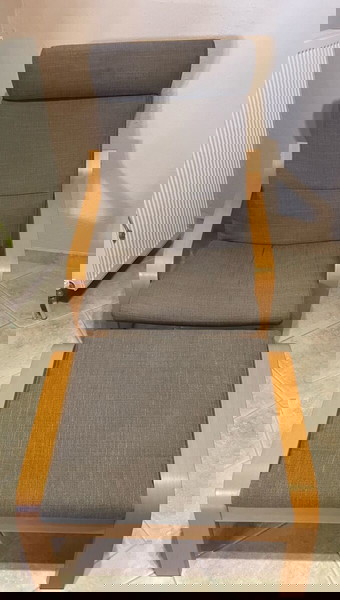 POÄNG πολυθρόνα με υποπόδιο IKEA – Hillared μπεζ