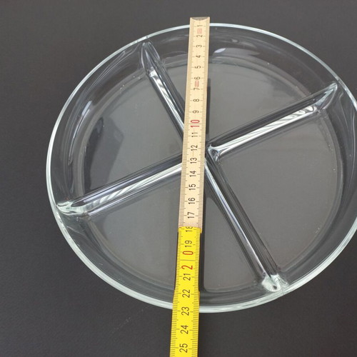 Glass serving platter like new, crystal/nut tray