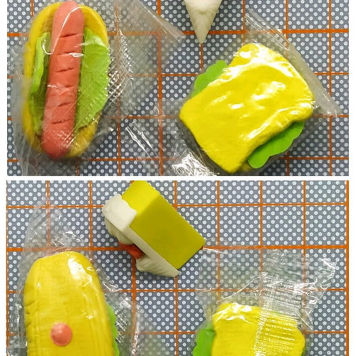 Small Japanese snack erasers new, set of 3 pieces