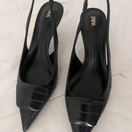 Zara black slingback pumps size 37 like new, 5 cm heel
