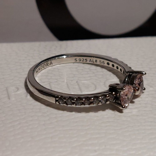 Pandora ring size 8 with pink zircon bow design