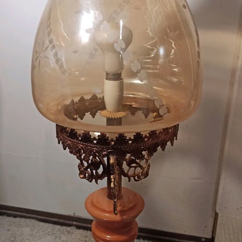 Vintage table and floor lamp like new, crystal, bronze and onyx