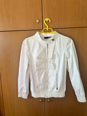 Y2K women's bomber jacket new, white and beige, size L