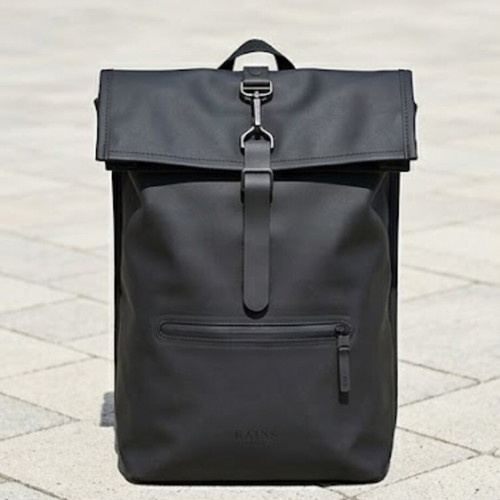 Rains Roll Top Rucksack waterproof, like new, black unisex backpack