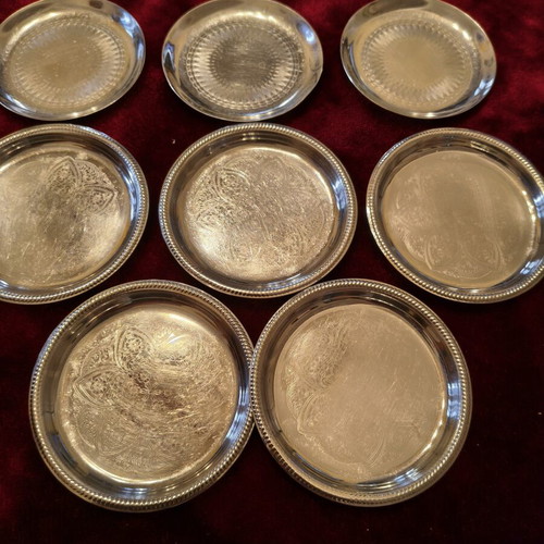 PAL PALAMIDIS vintage stainless steel coaster set, 8 pieces