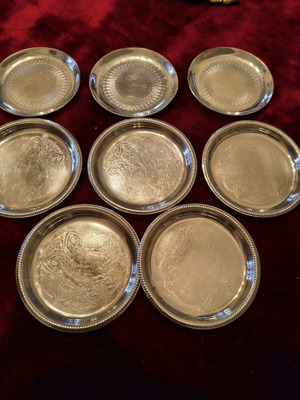 PAL PALAMIDIS vintage stainless steel coaster set, 8 pieces