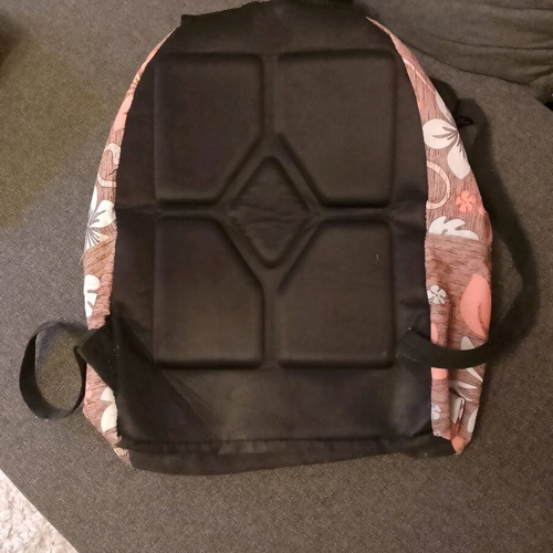School backpack used, pink multicolor