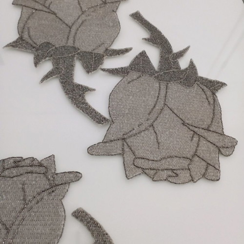 Set of 4 Handmade Embroidered Rose Placemats