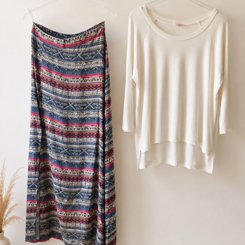 Lipsy Boho Chic Set maxi skirt and loose top like new