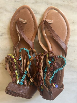 Bravo Browns sandals new with colorful beads, size 40