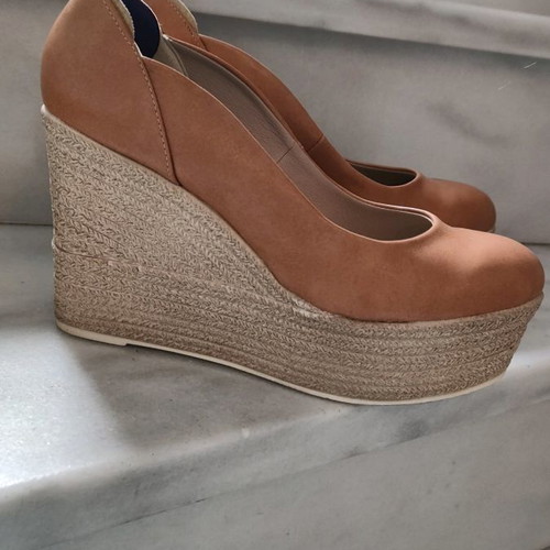 Platform shoes size 39 used, tan color